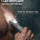 Body Trimmer for Men - Groin & Ball Shaver with Charging Dock - Constant Power No-Pull Electric Pubic Hair Clipper - 5-in-1 Guard Waterproof Body Groomer with LED Light, for Groin, Armpit & Body (Grey)