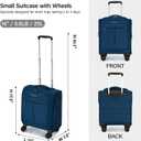 Hanke Underseat Carry On Luggage with Wheels, Lightweight Small Suitcase Airline Approved 16 Inch Softside Personal Item Travel Bag for Women Men, Compact Under Seat Luggage with Spinner Wheels.(Blue)