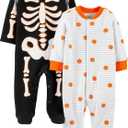 Simple Joys by Carter's unisex-baby 2-pack Halloween Cotton Footed Sleep and Play (6-9 Months)