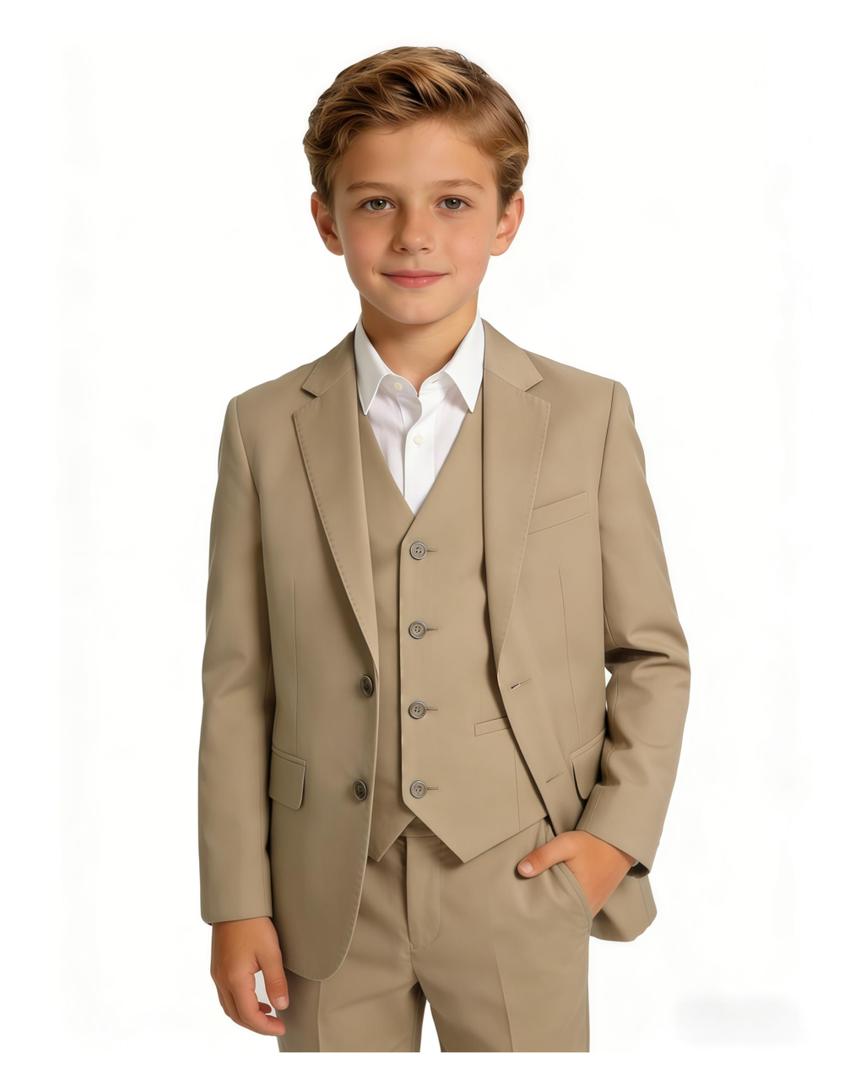 YuanLu Beige 5T Suit for Boys Toddler Slim Fit Tuxedo Kids Ring Bearer Outfit First Communion Suits Homecoming Formal Wear Wedding Guest Clothes
