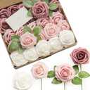 Ling's Moment Artificial Flowers, 25Pcs 3" Roses in Dusty Rose Shades, Realistic DIY Foam Floral Decor for Wedding Bouquets/Centerpieces, Outdoor Party Backdrops, Room/Table, and Garden/Pot Decoration