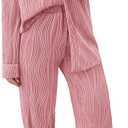 PRETTYGARDEN Women's 2 Piece Sets 2026 Fall Casual Textured Button Down Shirt Wide Leg Pants Outfits Loungewear Tracksuit (Medium)