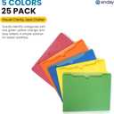 Enday 2 Inch File Jackets (25 Pack)- Assorted Colors Expandable File Folders - Straight Cut Tab - Letter Size Jacket Folders for Home & Office, Pocket File Folders in Red, Yellow, Blue, Green & Orange