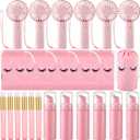 Woanger 24pcs Lash Shampoo Kits Rechargeable Handheld USB Portable Fans Eyelash Shampoo Brush Empty Bottle Drawstring Bag for Lash Care Operation Christmas Items Employee Appreciation Gift(Pink)