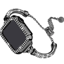 Secbolt Bling Band and Case Compatible with Apple Watch Band 38mm 40mm 41mm 42mm 44mm 45mm, Women Dressy Metal Bracelet with Rhinestone Bumper for iWatch Series 9/8/7/SE/6/5/4/3/2/1