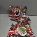 Blulu 3 Pcs Christmas Decorations Indoor Centerpieces for Tables Tabletop Wooden Sign Snowman Farmhouse Centerpieces for Christmas Xmas Holiday Party Indoor Decor(Red)