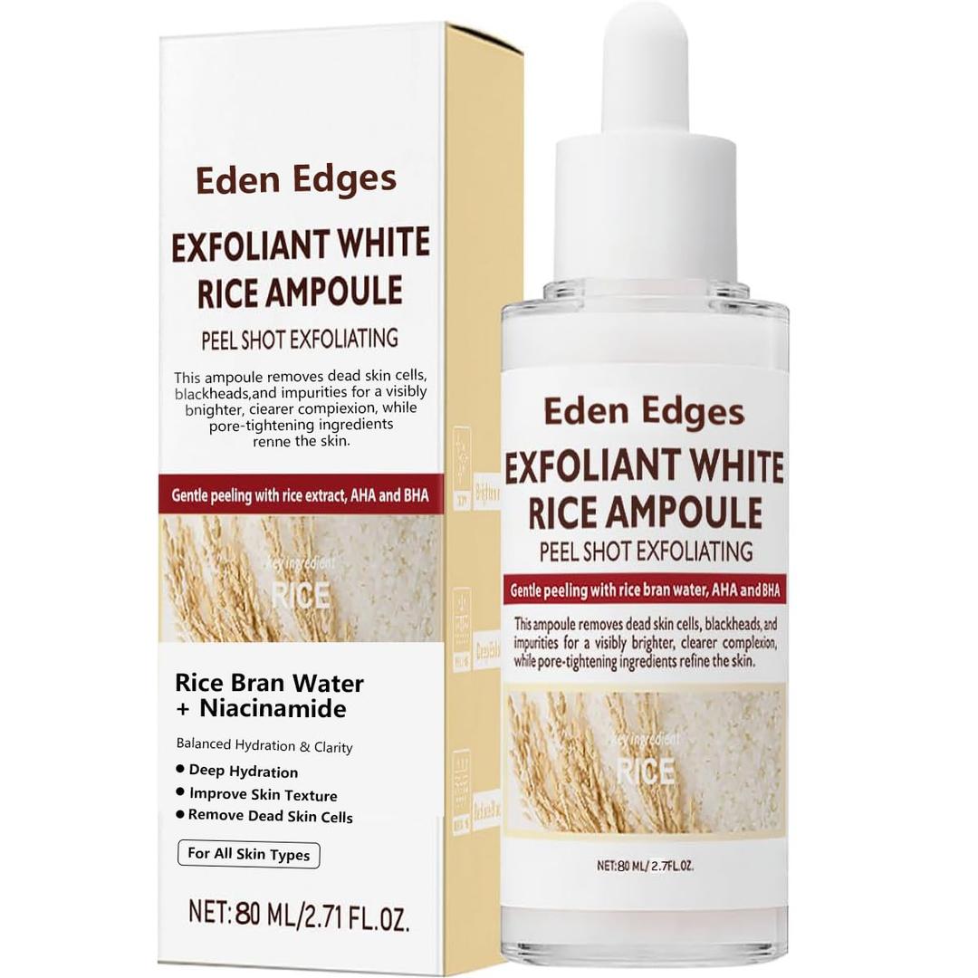 White Rice Exfoliating Serum | Gentle Face & Body Peel with Rice Extract | Korean Skin Refining & Hydrating Formula for All Skin Types, 80ml/2.7oz