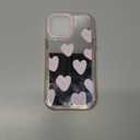 NITITOP Compatible with iPhone 13 Pro Max Case Cute Glossy Mirror Love Heart Pattern for Women Girls Pink Frame Design Shockproof Silver Protective Phone Cover - Pink Heart