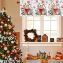 Christmas Valances for Windows Gingerbread Candy Cane Christmas Kitchen Curtain Valances Rod Pocket Xmas Ball Window Curtain Treatment Topper Curtains Seasonal Valance Christmas Decor, 42x12 Inch