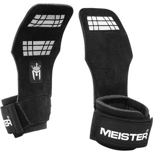Meister Elite Leather Weight Lifting Grips w/Gel Padding (Pair) (Small-Medium)