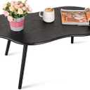 Small Coffee Table Black Cloud Coffee Table for Small Spaces Modern Center Table Unique Irregular Coffee Table with Wood Legs Living Room Mid-Century Sofa Table