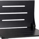 Seachrome SHAF-185155-PBS-S-MB High Back Silhouette Folding Wall Mount Shower Bench Seat with Matte Black Frame