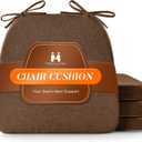 Mosluna Chair Cushions for Dining Chairs Set of 4, 2" Thick Chair Pads with Non-Slip Bottom, D-Shaped Kitchen Seat Cushions with Removable Cover, 16 x 17 inch, Brown