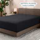 Bare Home Super Soft Fleece Fitted Sheet - Twin Extra Long Size - Extra Plush Polar Fleece, No-Pilling - Deep Pocket - All Season Cozy Warmth (Twin XL, Black)