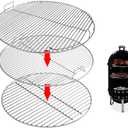 Uniflasy 7436 Upper Cooking Grate, 85041 Lower Grate, 63014 Charcoal Grate for Weber Charcoal Grill 22 Inch Smokey Mountain Cooker, 22" Charcoal Smoker Parts, 2 Cooking Grate and 1 Charcoal Grate