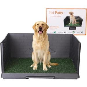 Large Dog Grass Pad with Tray, Reusable Potty Training Pad with Pee Baffle, Indoor & Outdoor 30" 20" Artificial Grass Patch for Small & Medium Dogs