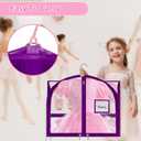 Garment Bags for Dance Costumes - 40 Inch Clear PVC with 5 Zipper Pockets (3 Pack) - Kids Dance Garment Bag for Dancers, Hanging Clothes Storage, Competitions & Travel (Clear Purple)