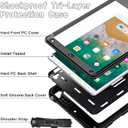 LTROP iPad 6th Generation Case, iPad 5th Generation Case, iPad Air 2 Case, iPad 9.7 Case for Kids, Shockproof 9.7 inch iPad Case with Rotating Stand/Hand Strap/Pencil Holder for iPad 2018/2017 - Black