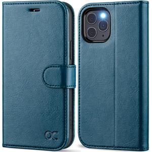 OCASE Compatible with iPhone 12 Case/Compatible with iPhone 12 Pro Wallet Case, PU Leather Flip Case with Card Holders RFID Blocking Kickstand Phone Cover 6.1 Inch(Peacock Blue)