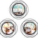 3 Set 9.5 Inch Black Circle Mirrors Wall Decor Iron Frame Wire Mirror Metal Circular Mirror Home Decor Hanging Mirrors for Room/ Bedroom/ Bathroom/ Entryway