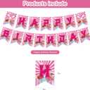 Pink Spider Birthday Party Decorations,Girl Spider Decor Supplies Include Happy Birthday Banner, Latex Balloon, Hanging Swirl Spiral,Cake Toppers