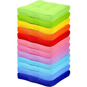 Gerrii 12 Pieces Classroom Floor Cushions with Handles Flexible Floor Seating Cushions Pillows School Chairs in Home School Classroom Kindergarten Daycare Nursery(Rainbow Color,Square), 15 x 15 inches