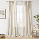 Nanspring Vanilla Linen Curtains 96 Inches Long for Living Room Modern Farmhouse Decor Luxury Light Filtering Semi Sheer Curtain Back Tab Coastal Drapes for Bedroom Office 52x96, 2 Panels