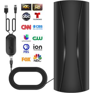 Strongest TV Antenna Indoor, 1000+ Miles Range Digital Antenna for Smart TV Indoor with High Gain Signals Booster, 360° Reception HD Antenna for Outdoor All TVs -36ft Coax Cable-Support 8K 4K 1080P