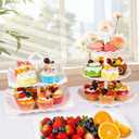 12-Pack Dessert Table Display Set, 6 Cupcake Stands and 6 Dessert Trays, Plastic Dessert Display Stands and Cake Stand, Treat Table Displays Set for Wedding, Baby Shower, Tea Party (White)