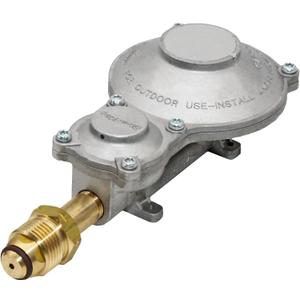 Flame King 300,000 BTU Horizontal Mounted 2-Stage Propane LP Regulator with POL for RVs, Vans, Trailers, Campers, 100LB Tanks, ASME Tanks, Generators