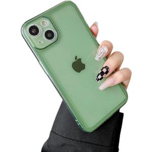 ZTOFERA Case for iPhone 15 Plus 6.7 inch,Clear Soft Silicone Bumper Protective Retro Color Transparent Shockproof Phone Case - Green