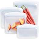 Stasher Silicone Reusable Food Storage Bags, 4-Pack, Reusable Freezer Bags, Microwave, Dishwasher, Oven Safe, Sous Vide, Premium Lunch Containers, Eco Friendly, Snack Bags, Food-safe Silicone, Clear | Reusable Food Bags