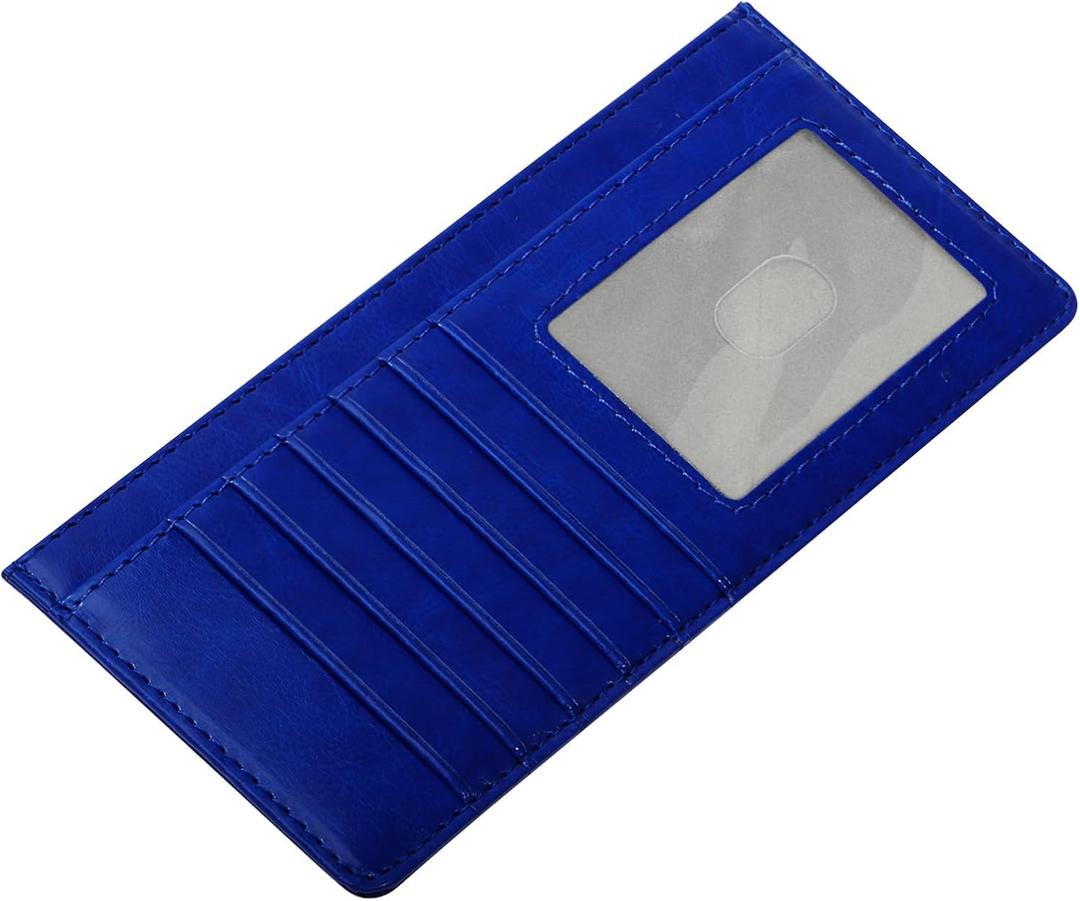 XEYOU Women Slim Rfid Blocking Credit Card Case Holder Wallet Zip ID Case Wallet Small Compact Leather Wallet Coin Purse (Blue)