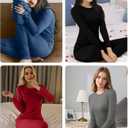 Sampeel Thermal Underwear for Women Long Johns with Fleece Lined Long Sleeve Shirt Legging Lounge Set Cold Weather Top Bottom (Black, XL)
