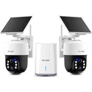 SOLIOM Security Cameras Wireless Outdoor,4K Ultra HD for Day and Night, No Subscription,Built in Radar,Solar Powered Cameras for Home Security, 360 Pan Tilt Auto Tracking,5G & 2.4G WiFi, 2-Cam Kit