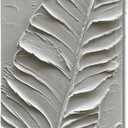 Art Hand-Painted Modern Minimalist Abstract Art Featuring White Leaf Texture - Oil Painting for Home Office Corridor Wall Decoration. 36x24 inches (Yi123)
