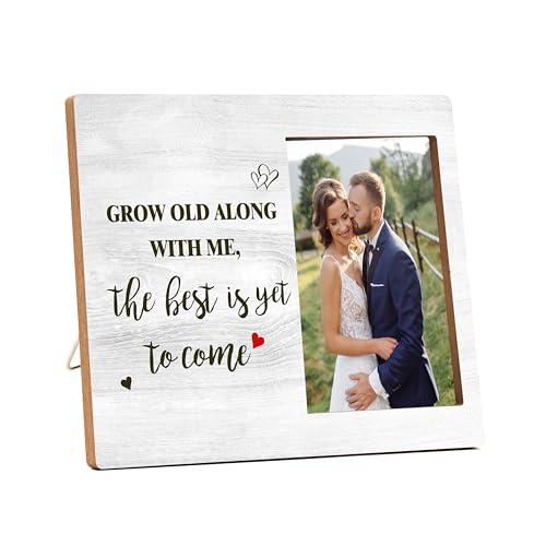 RYSMH Wedding Picture Frame, Couple Wood Photo Frame, Engagement Anniversary Wedding Valentines Day Gifts For Couple Husband Wife, The Best Is Yet To Come World Frame -g05