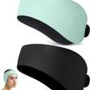 2 Pairs Swimming Headbands Adjustable Water Headbands for Adults Waterproof Safety Earplugs Swimming Earband Protectors for Pool, Surfing, Diving and Water Sports (Mint, Black)