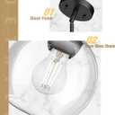 Emak 7 Inch Globe Pendant Light, Matte Black Pendant Light Fixtures with Clear Glass, 1-Light Hanging Lights for Kitchen, Bathroom, Bedroom, Hallway, 2 Pack, PL119-BK-2PK