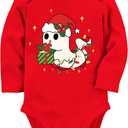 UNICOMIDEA Baby Christmas Romper Long Sleeve Newborn Boys Girls Outfit 0-12 Months
