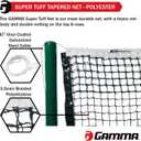 GAMMA Super Tuff Tennis Net – 3.5mm Braided Polyethylene, Double Top Rows, Heavy-Duty Polyester UV Resistant, Galvanized Steel Cable, Official Court Size