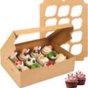 Moretoes 20 Sets Cupcake Boxes, 12 Count Cupcake Containers with Window, for Birthday Holiday Party Mother's Day Bakery Supplies,13 x 10 x 3.5 Inches