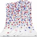 4th of July Throw Blanket, American Flag Blue and Red Stars Throw Blankets, Memorial Day Independence Day Patriotic Lightweight Soft Warm Cozy for All Season 30x40 inches (Color 1)