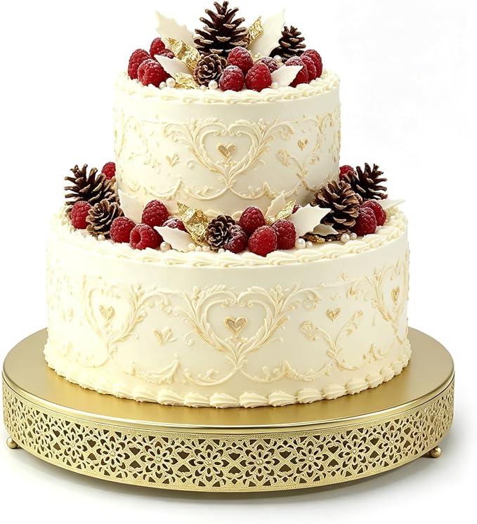Cake Stand, Metal Round Cupcake Dessert Stand Cake Display Holder Cookies Fruit Serving Tray Decor for Wedding Party Birthday Baby Showers Anniversary (18 in, Gold)