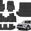 Binmotor-for Toyota Highlander 2020-2024 2025 Custom Fit Floor Mats and Cargo Liner Set, 3 Rows with Cargo Mat Set,TPE Rubber Liners for Toyota Highlander Accessories Mats Trunk Mat-Black
