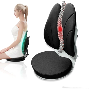 Ergonomic Lumbar Support Cushion for Office Chair,Memory Foam seat Cushion for Tailbone Pain Relief,Posture Corrector for Office Chair Back Support for Working,Gaming,Adjustable Height(Black).