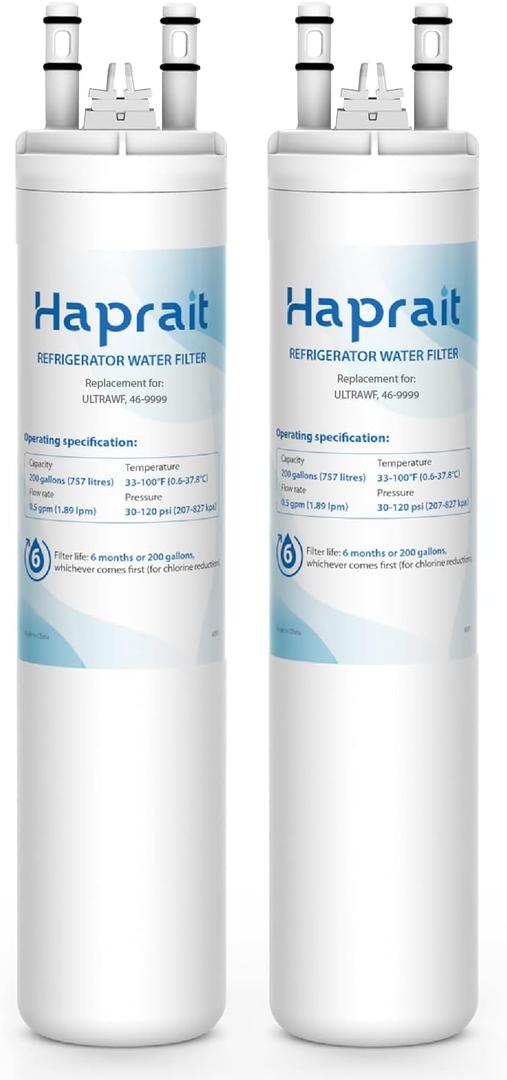 Haprait HP005 Replacement for Frigidaire ULTRAWF, Pure Source Ultra, Kenmore 9999, 469999, 46-9999, A0094E28261 Water and Ice, Height 11 inches, 2 Count