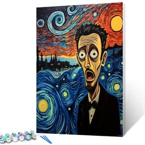 Tucocoo Graffitic Men/Boy Paint by Numbers Kits with Brushes and Acrylic Pigment Scared Person Painting for Adults, Starry Sky Arts Crafts Project Living Room Decor 16''x20''Doodle Gift (Framedless) (Artwork-28)