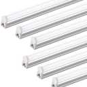 Barrina (6 Pack LED T5 Integrated Single Fixture, 4FT, 2200lm, 6500K Super Bright White, 20W Utility LED Shop Light, Ceiling and Under Cabinet Light, Corded Electric with ON/Off Switch, ETL Listed