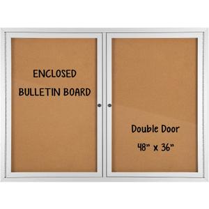 INNOVART Enclosed Bulletin Board 48”x36”, Lockable Cork Noticeboard with Aluminum Frame, Outdoor Enclosed Bulletin Board Weatherproof, Wall Display Case with Swing-Open Door Information Cabinet 